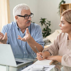 social worker and client at computer