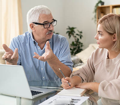 social worker and client at computer