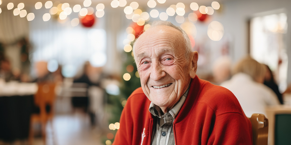 elderly man at Christmas time